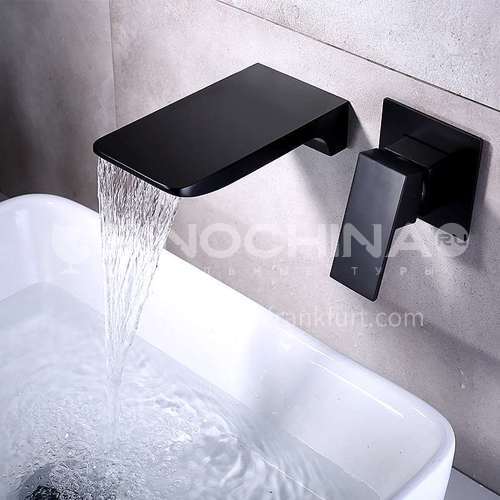 Black in-wall concealed hot and cold dual-control waterfall washbasin faucet FCI001